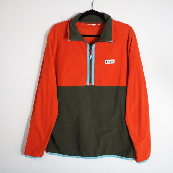 Cotopaxi Amado Fleece Pullover Mens Medium Orange Color Block Athletic Outdoors - Picture 1 of 5
